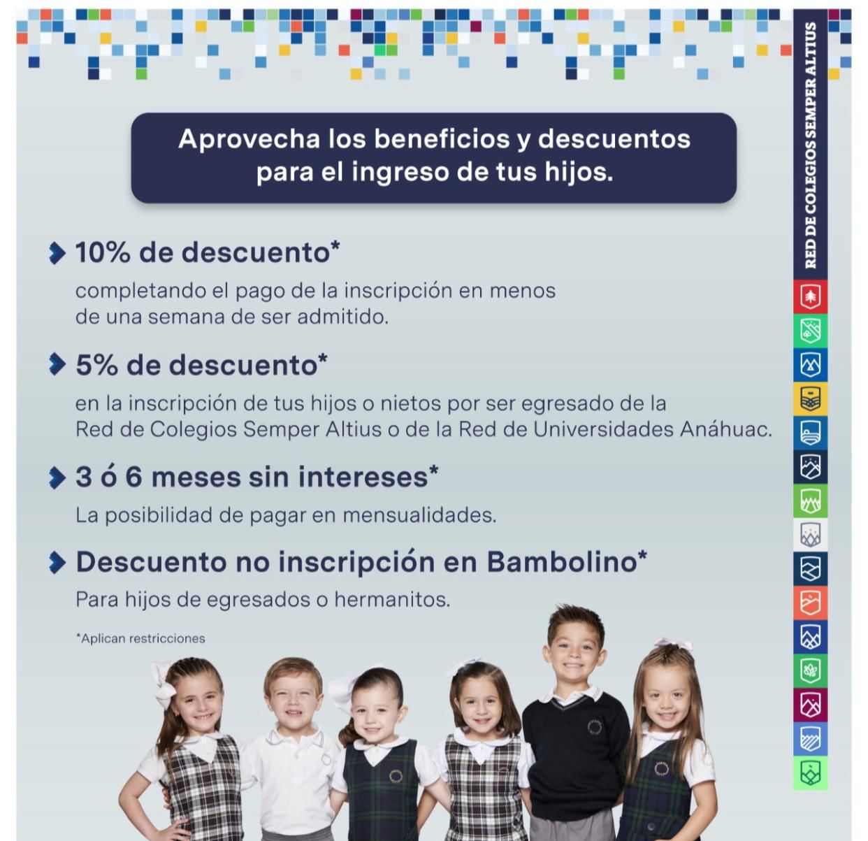 Folleto sobre beneficios y descuentos de Red de Colegios Semper Altius
